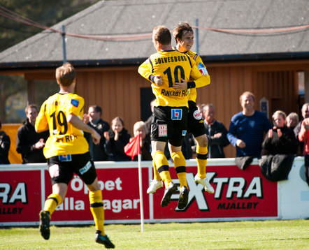  Andreas Blomqvist och Markus Ekenberg, Mjällby, jubel