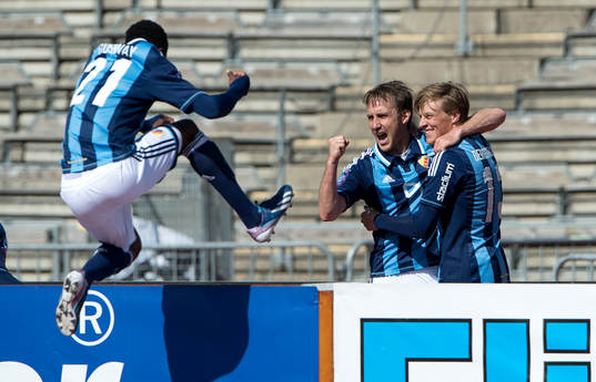  Andreas Johansson, Djurgården jublar efter att gjort matchens enda mål.