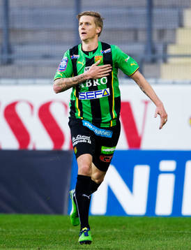 Andreas Drugge, Gais, jublar efter sitt 0-1-mål.