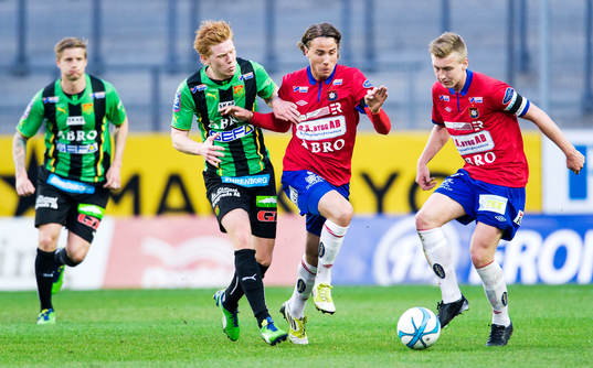  Närkamp mellan Hampus Andersson, Gais, och Jonathan Azulay, Örgryte.