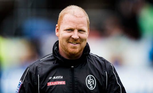  en glad Jörgen Pettersson, tränare Landskrona BOIS.