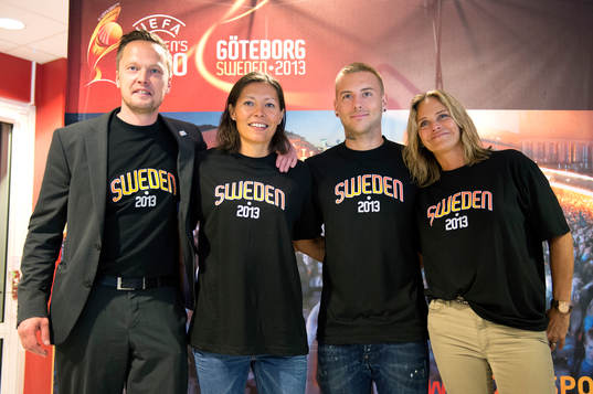  Thomas Walfridsson, GotEvent, Jane Törnqvist, Anton Hysén och Kia Cohn Linde, ambassadörer för Dam-EM.