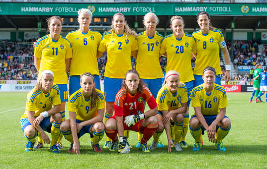 Sveriges startelva. Bak fr.v. Antonia Göransson, Nilla