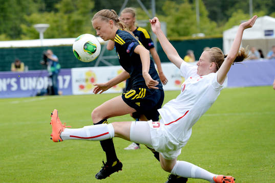Nyon, 28 Juin 2013; Soccer; UEFA Championship Under 17 Women; Poland - Sweden. Picture show from l. t r. Adelisa Grabus and Anna Redzia