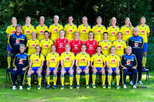 Svenska damlandslaget fotograferas