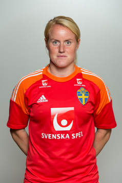 Sveriges målvakt Kristin Hammarström fotograferas