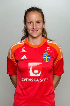 Sveriges målvakt Sofia Lundgren fotograferas