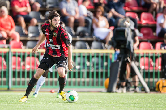 Brommapojkarnas Bojan Djordic i matchen mellan Brommapojkarna och Kalmar den 6 juli 2013 i Stockholm.