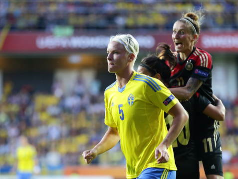 Mål 1-0 genom Tysklands Dzsenifer Marozsán, Sveriges