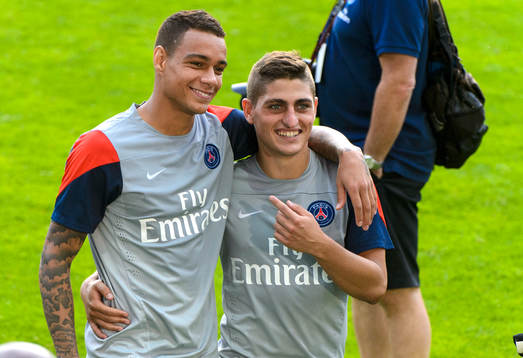 Paris Saint-Germains Gregory van der Wiel och Marco Verratti