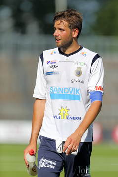 Målgörare 1-0 Gefles Mikael Dahlberg i fotbollsmatchen mellan Åtvidaberg och Gefle i Allsvenskan den 04 augusti 2013 i Åtvidaberg.