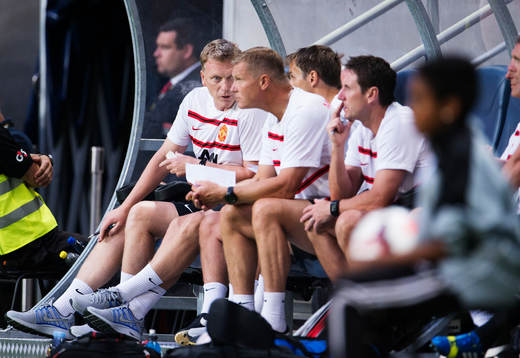 Manchester Uniteds tränare David Moyes (v)