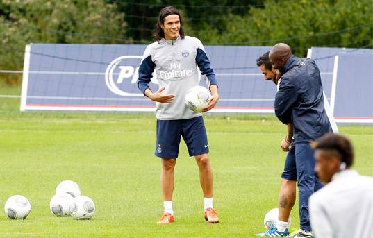  EDINSON CAVANI / EZEQUIEL LAVEZZI / CLAUDE MAKELELE   - 07.08.2013 - Entrainement du Paris Saint Germain - Ligue 1 2013/2014