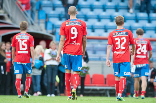   Slutsignal, dystra miner hos Helsingborg, i den allsvenska matchen mellan Helsingborg och Norrköping.