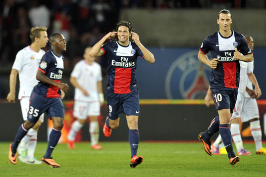  Joie de Edinson CAVANI - 18.08.2013 - Paris Saint Germain / Ajaccio - 2eme journee de Ligue 2