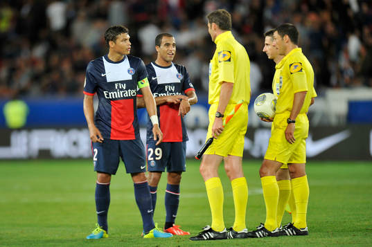  Thiago SILVA / Lucas MOURA  - 18.08.2013 - Paris Saint Germain / Ajaccio - 2eme journee de Ligue 1