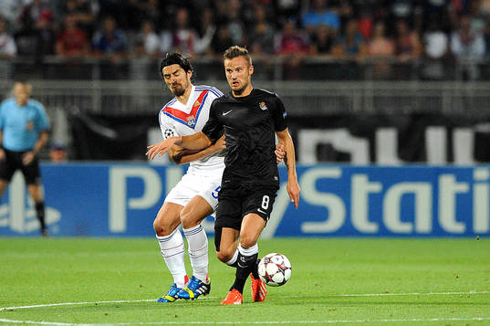  Haris SEFEROVIC / Milan BISEVAC - 20.08.2013 - Lyon / Real Sociedad - Ligue des Champions Play Off