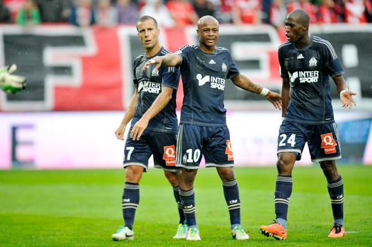  Benoit CHEYROU / Andre AYEW / Rod FANNI - 24.08.2013 - Valenciennes / Marseille - 3eme Journee de Ligue 1