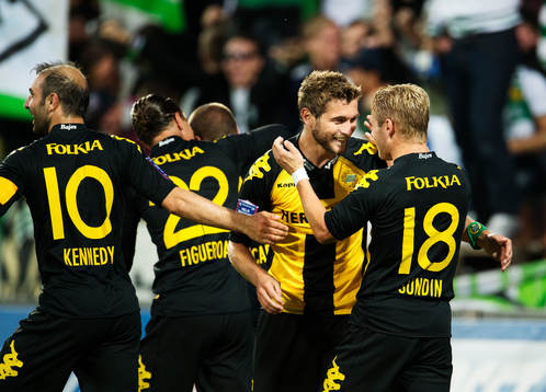 Hammarbys Christophe Lallet och Erik Sundin jublar