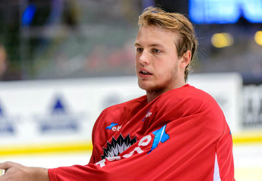 Frölundas Oliver Bohm innan ishockeymatchen i SHL mellan