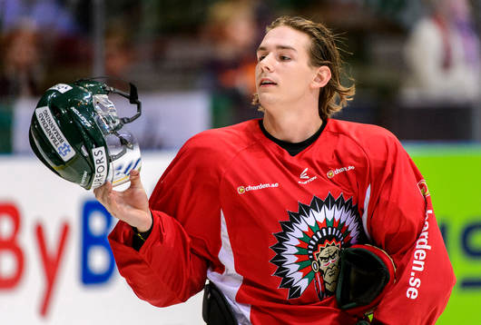 Frölundas Sebastian Collberg innan ishockeymatchen i SHL