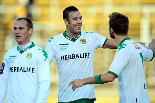 Hammarbys Andreas Haddad jublar efter matchen