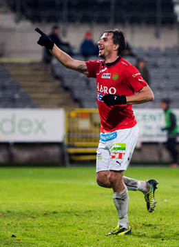 GAIS Daniel Mendes jublar efter att ha gjort 1-3