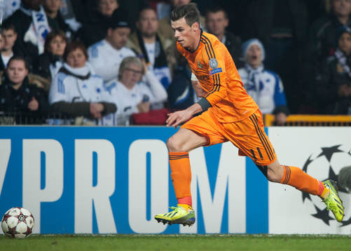  Real Madrids Gareth Bale i matchen i Champions League mellan FC Köpenhamn och Real Madrid 10 december 2013.