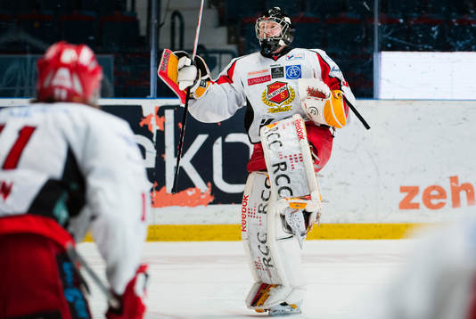 Almtunas målvakt Erik Hanses jublar