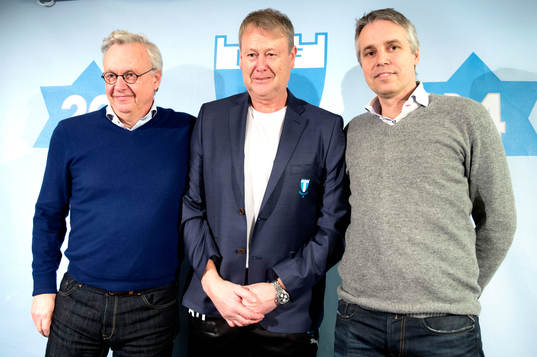 Malmö FFs VD Per Nilsson, Åge Hareide och fd sportchefen