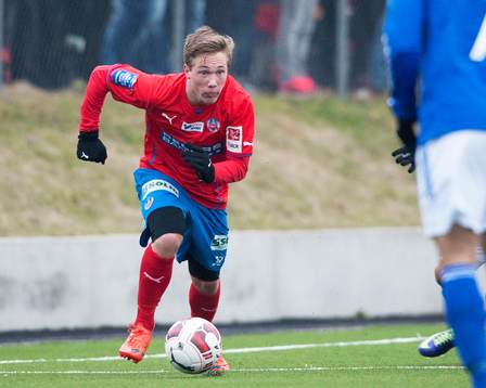 Helsingborg Gustav Jarl i träningsmatchen mellan Helsingborg och Lyngby i Helsingborg 22 februari 2014.