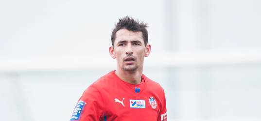 Helsingborgs Loret Sadiku i träningsmatchen mellan Helsingborg och Lyngby i Helsingborg 22 februari 2014.