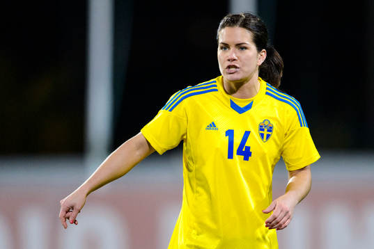 Sveriges Hanna Folkesson i matchen mellan Sverige och Danmark