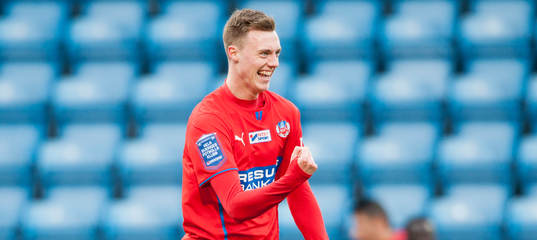 Helsingborgs Anton Kinnander 5-1 i matchen i Svenska Cupen mellan Helsingborg och Syrianska i Helsingborg 16 mars 2014.