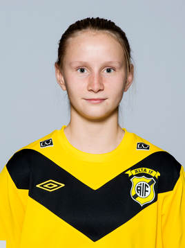 Damfotbollsspelaren Lina Malmborg, Älta, poserar för ett porträtt den 17 mars 2014 i Solna.