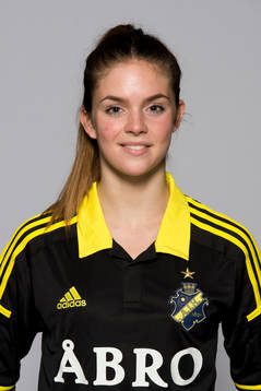 Damfotbollsspelaren Lisa Petersson, AIK, poserar för ett porträtt  den 17 mars 2014 i Solna.