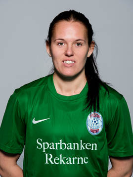 Damfotbollsspelaren Emelie Almesjö, Målvakt, Eskilstuna United, poserar för ett porträtt den 19 mars 2014 i Solna.