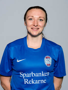 Damfotbollsspelaren Louise Quinn, Eskilstuna United, poserar för ett porträtt den 19 mars 2014 i Solna.