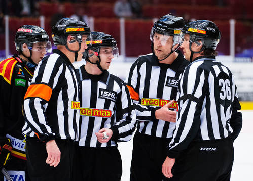 Domarna Morgan Johansson och Ulf Rönnmark med sina