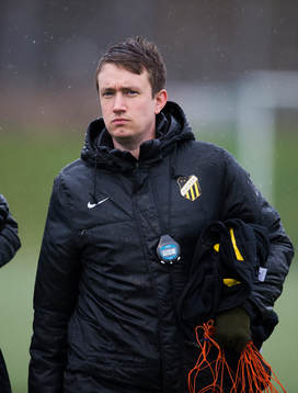 Ledare Emil Alexandersson i fotbollsmatchen mellan BK Häcken och Landskrona BoIS i U19 Allsvenskan Södra den 05 januari 2014 i Göteborg .
