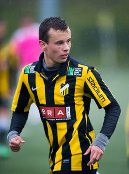 Häckens Rasmus Andernil Bozic i fotbollsmatchen mellan BK Häcken och Landskrona BoIS i U19 Allsvenskan Södra den 05 januari 2014 i Göteborg .