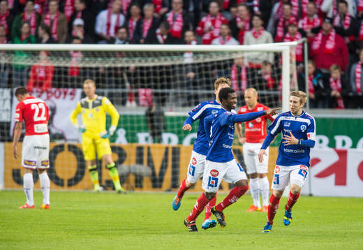 Jubel efter att Åtvidabergs Mohammed Abubakari gör 1-0