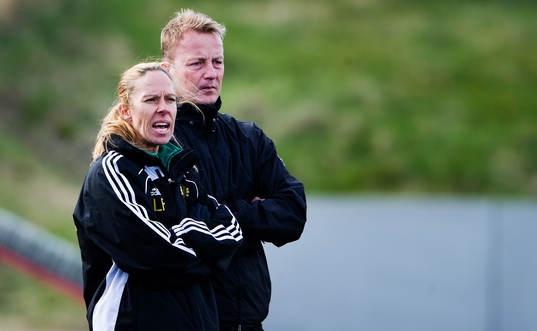 Bollstanäs tränare Linda Fagerström och assisterande tränare Andreas Franzén