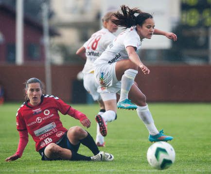 Tyresös Malin Diaz Pettersson  i matchen i damallsvenskan i fotboll mellan Kristianstad och Tyresö 13 april 2014.
