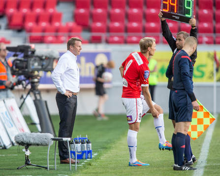 Kalmars tränare Hans Eklund och Kalmars Sebastian Andersson