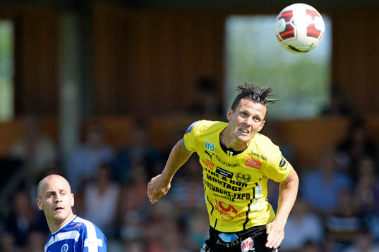 Mjällbys Kristian Haynes i matchen i allsvenskan mellan Mjällby och Åtvidaberg i Hällevik 31 maj  2014.