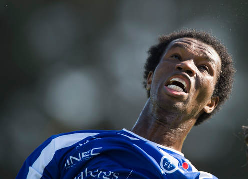 Åtvidabergs Mohammed Abubakari i matchen i allsvenskan mellan Mjällby och Åtvidaberg i Hällevik 31 maj  2014.