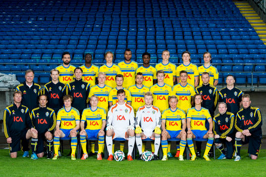  Abdulrahman Khalili, Isak Ssewenkambo, Ludwig Augustinsson, Isaac Kiese Thelin, Joseph Baffo, Sebastian Holmen, Carl Johansson, Andreas Blomqvist. Mellanraden från vänster: Gerhard Sager, Överledare, Thomas Lindholm, Fysiolog, Håkan Ericson, Förbundskapten, Per Frick, Måns Söderqvist, Malkolm Moenza, Emil Krafth, Kristoffer Peterson, Andreas Pettersson, assisterande förbundskapten, Lars-Erik Hemgren, Team coordinator. Främre raden från vänster: Johan Forsbring, Naprapat, Fredrik Bergström, Läkare, Simon Tibbling, Oscar Lewicki, målvakt Andreas Linde, målvakt Anton Cajtoft, Nicklas Bärkroth, Kristoffer Olsson, Tommie Nilsson, Kit manager och Leif Troedsson, Målvaktstränare poserar för en lagbild under en fotografering den 8 juni 2014 i Trelleborg.