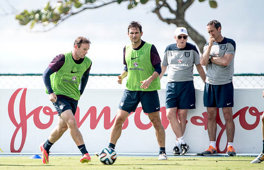 Englands Wayne Rooney, Frank Lampard, tränare Roy Hodgson