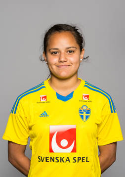 Sveriges damfotbollandslags Malin Diaz poserar för ett porträtt den 17 juni 2014 i Stockholm.
